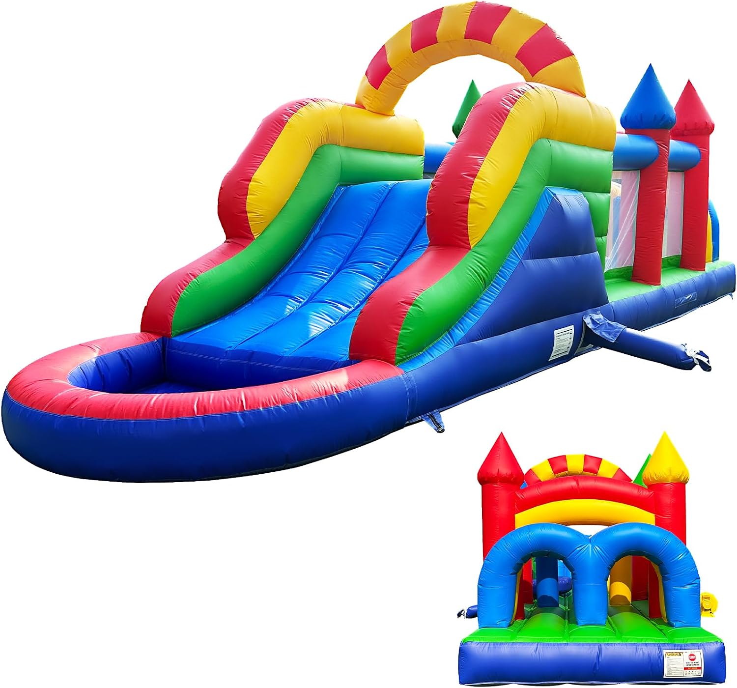 26FT Inflatable Obstacle Course, Castle Bounce House with Blower, PVC Infla...