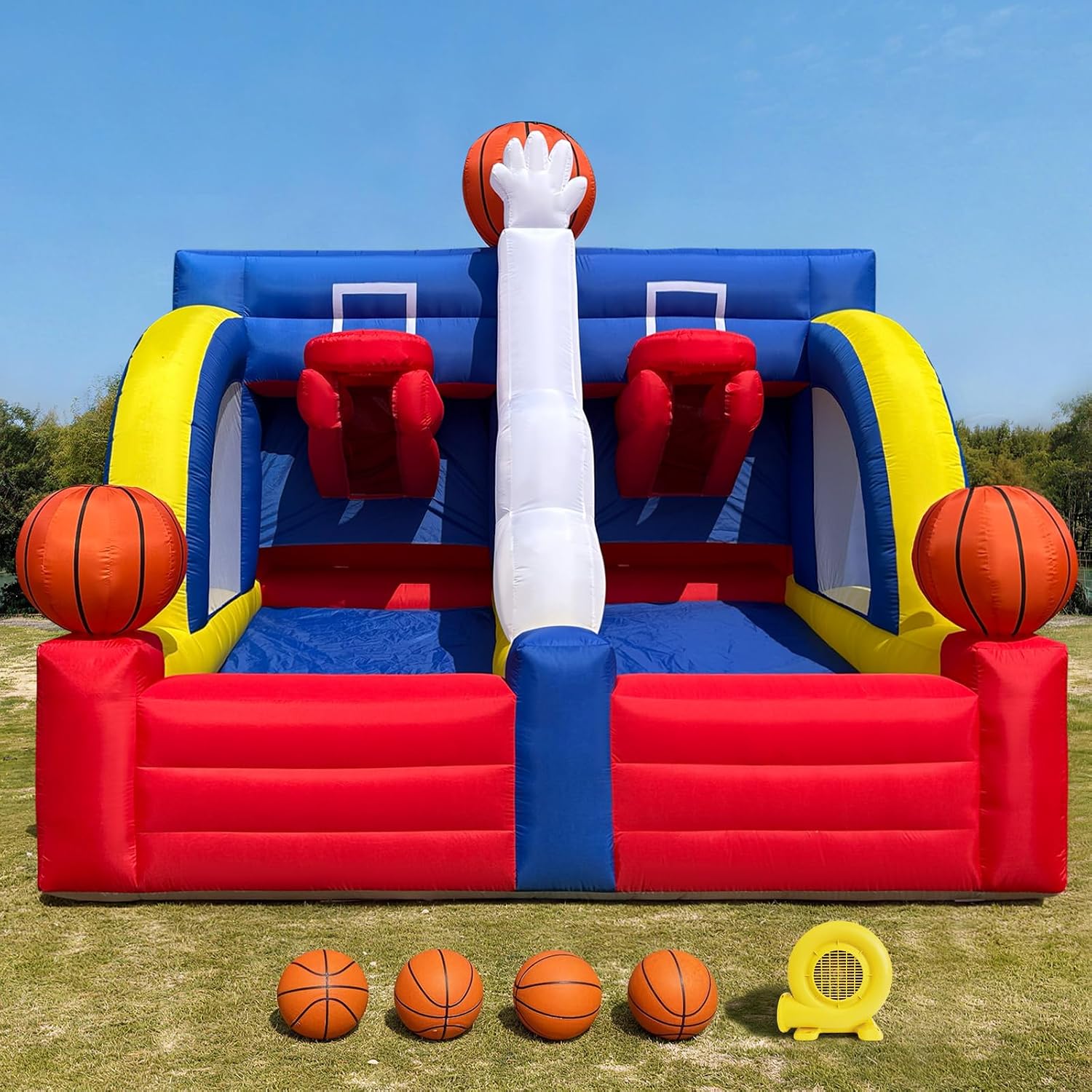 13×10×12ft Inflatable Basketball Hoop Game with Blocking Hands, Interactive...